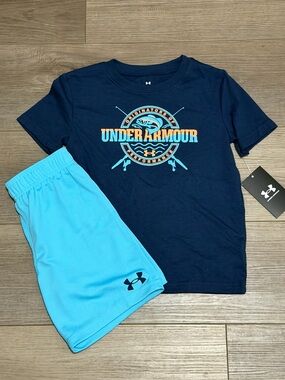 Under Armour Boys Size 4 Fishing Tee and Shorts Set, New